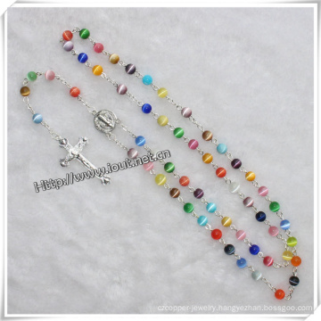 Coloured Glaze Rosary with Religious Rosary Crucifix Item (IO-cr222)